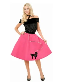 Charades Costumes 50s Black And Fuchsia Poodle Skirt For Adults