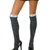 Roma Black And Silver Stripe Thigh High Tights For Adults