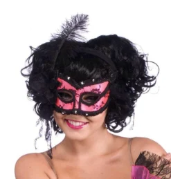 Forum Novelties Masks Burlesque Pink & Black Half Mask For Adults