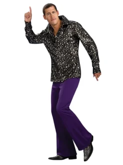 Rubie's Disco Shirt For Adults - Black With Silver Stars