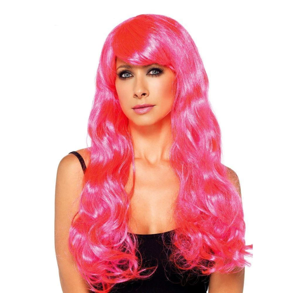 Leg Avenue Fuchsia & Pink Long Wavy Wig For Adults 3 Leg Avenue Fuchsia & Pink Long Wavy Wig For Adults