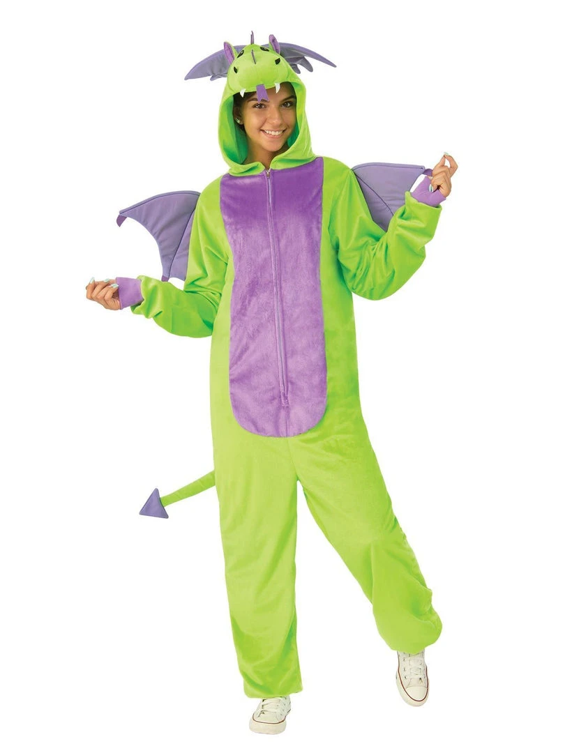Rubie's Green Dragon Furry Onesie For Adults 3 Rubie's Green Dragon Furry Onesie For Adults