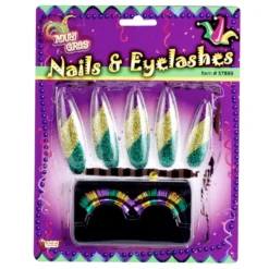 Forum Novelties Accessories Mardi Gras Nails And Lashes Set