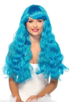 Leg Avenue Neon Blue Starbright Long Wavy Wig For Adults