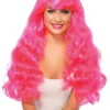 Leg Avenue Neon Pink Starbright Long Wavy Wig For Adults