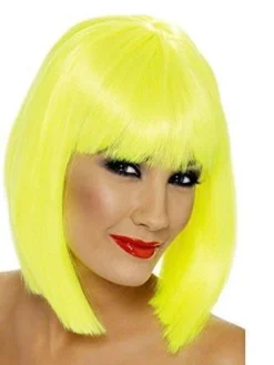 Smiffys Neon Yellow Glam Wig For Adults