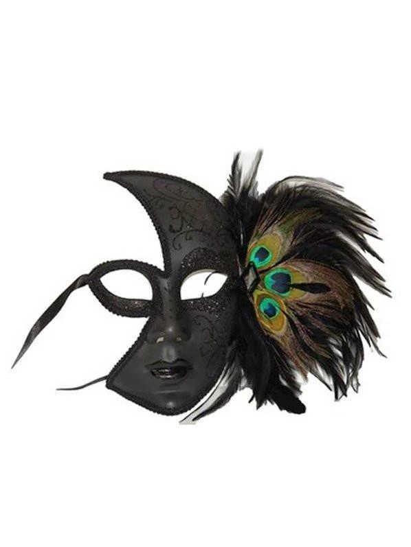 Kbw Global Corp Peacock Feather Black Half Mask For Adults 3 Kbw Global Corp Peacock Feather Black Half Mask For Adults