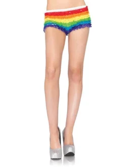 Leg Avenue Rainbow Ruffle Tanga Shorts For Adults