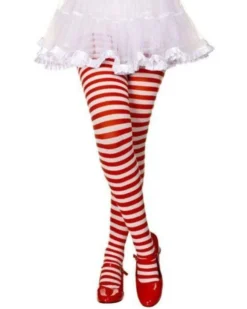 Music Legs Sky Hosiery Inc Red And White Striped Tights For Kids