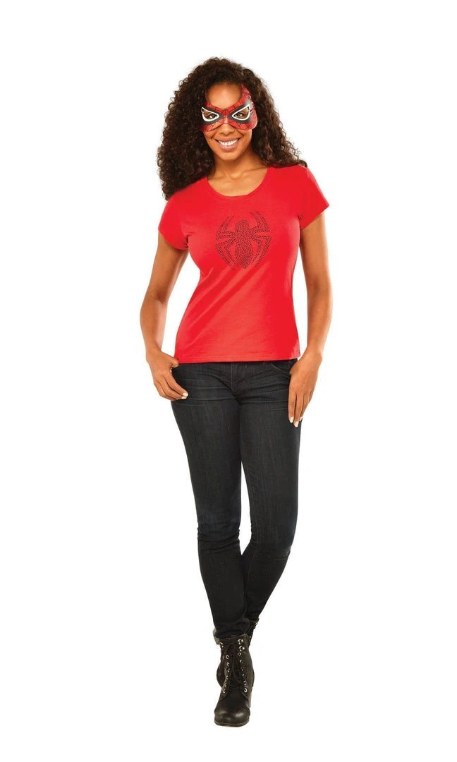 Rubie's Spider-Girl Rhinestone T-Shirt For Adults - Marvel Spider-Girl 3 Rubie's Spider-Girl Rhinestone T-Shirt For Adults - Marvel Spider-Girl