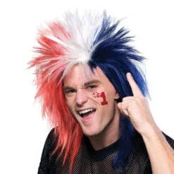 Rubie's Sports Fanatic Red White & Blue Wig For Adults