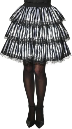 Rubie's Striped Black & White Ruffle Skirt For Adults