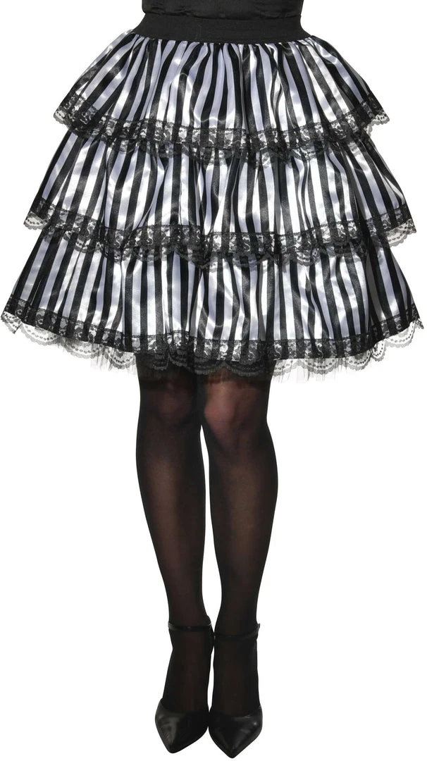 Rubie's Striped Black & White Ruffle Skirt For Adults 3 Rubie's Striped Black & White Ruffle Skirt For Adults