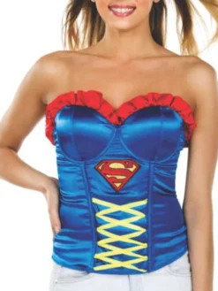 Rubie's Supergirl Ribbon Detail Corset For Adults - Warner Bros DC Comics