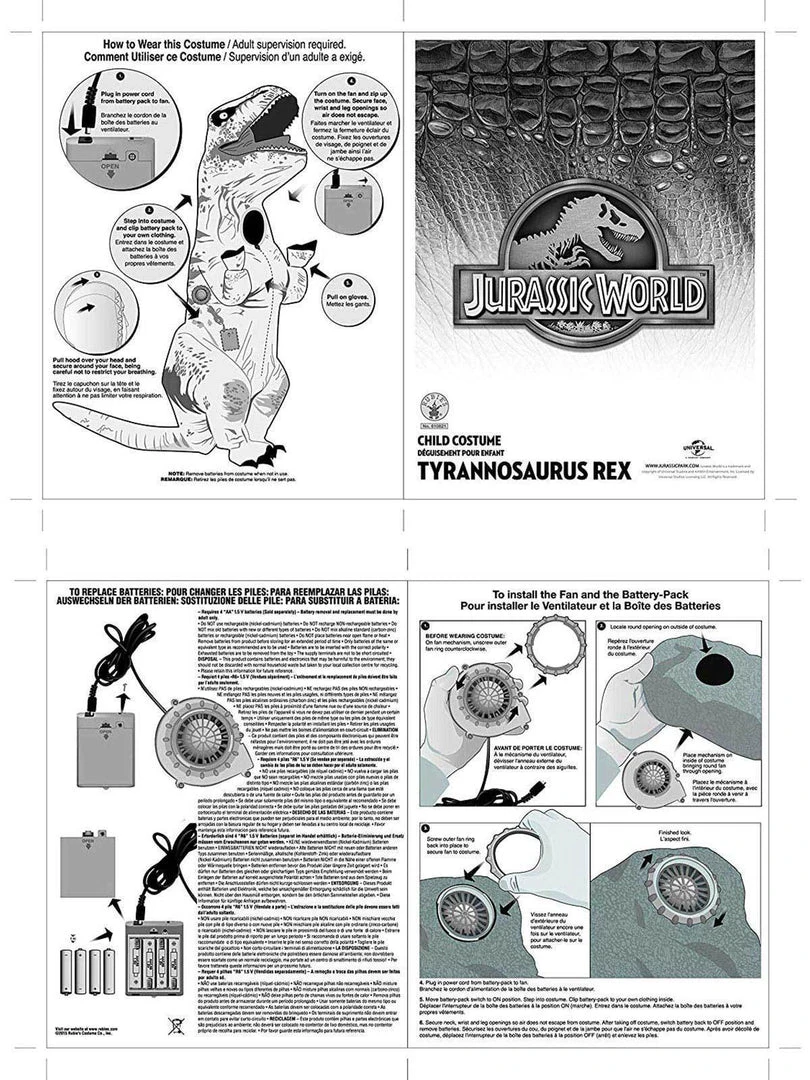 Rubie's T-Rex Inflatable Costume For Kids - Universal Jurassic World 5 Rubie's T-Rex Inflatable Costume For Kids - Universal Jurassic World