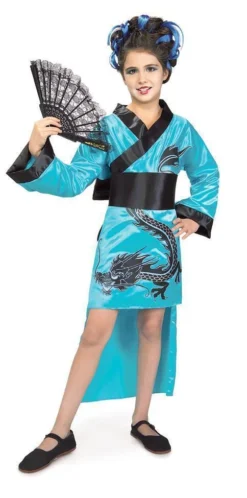 Rubie's Teal Dragon Girl Kimono Costume For Kids