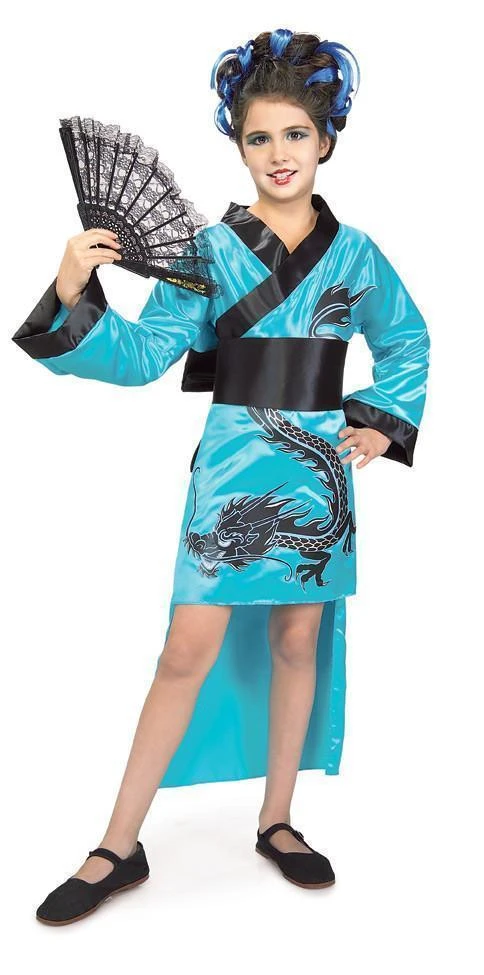 Rubie's Teal Dragon Girl Kimono Costume For Kids 3 Rubie's Teal Dragon Girl Kimono Costume For Kids